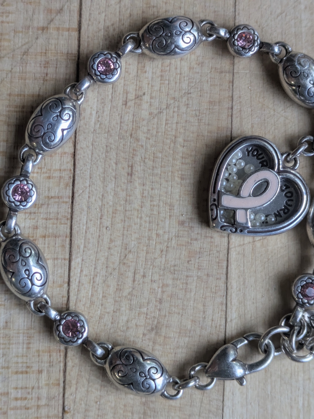 Brighton Silver-tone Bracelet "Trust Your Journey, Love Heals" Heart Charm